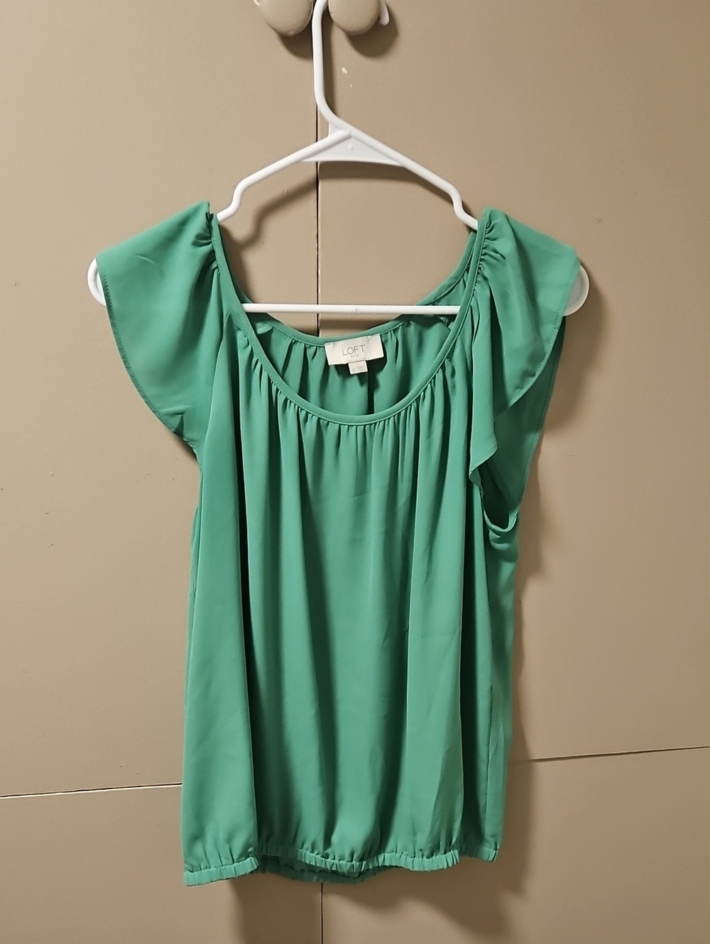 LOFT Mint Green Flutter Sleeve Blouse